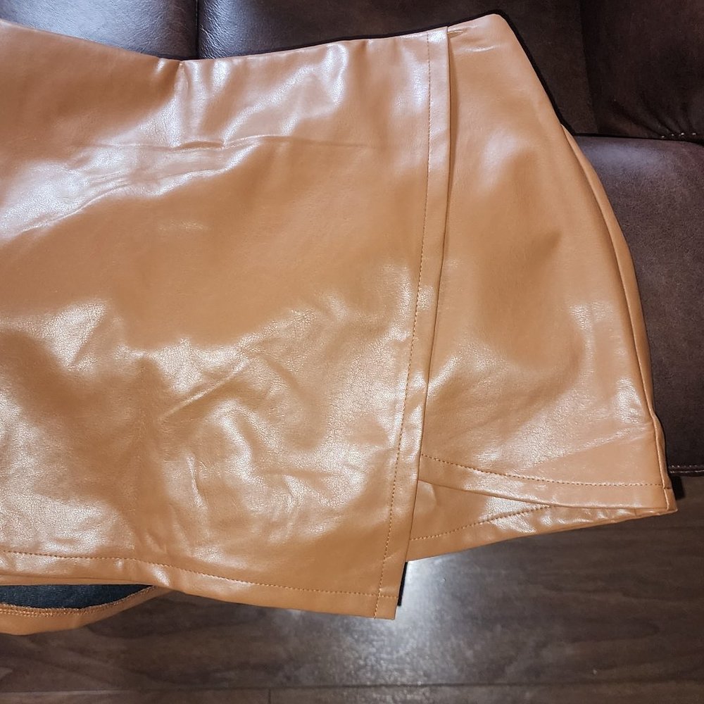 Tan Leather Skorts